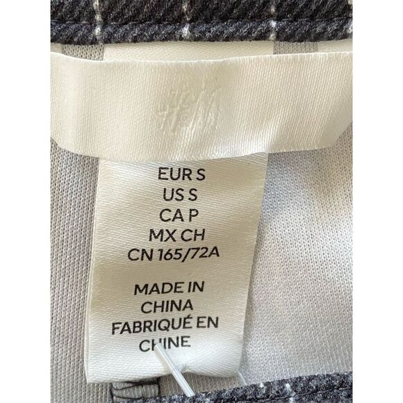 H&M Pinstriped Wide Leg Trousers Gray NWT Size Small - Picture 3 of 11